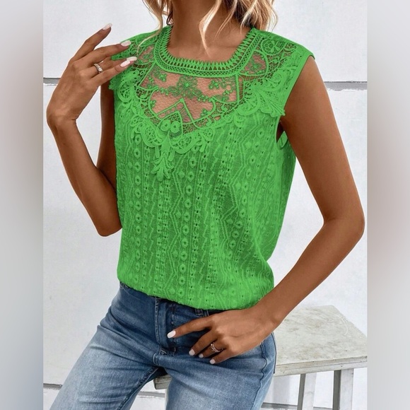 Boho green lace top - Picture 16 of 16